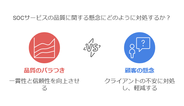 SOCサービスの品質に関する懸念にどのように対処するか？　品質のバラつき　顧客の懸念