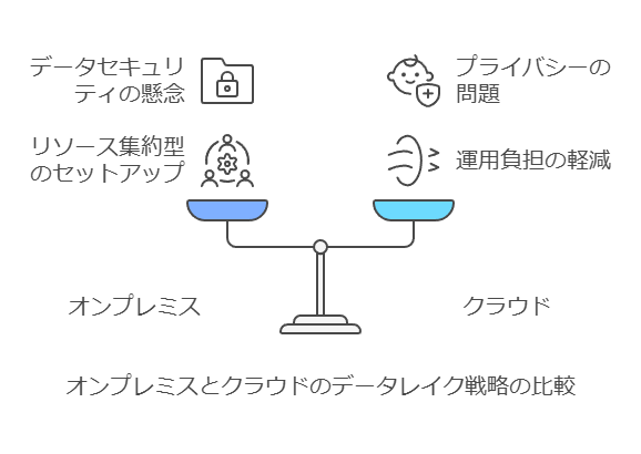 オンプレミスとクラウドのデータレイク戦略の比較