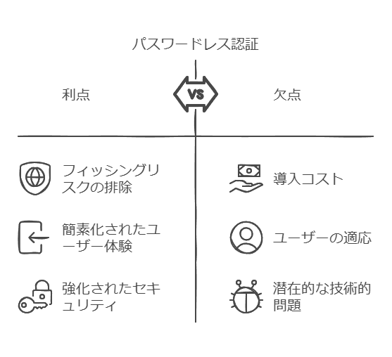 パスワードレス認証　利点　欠点